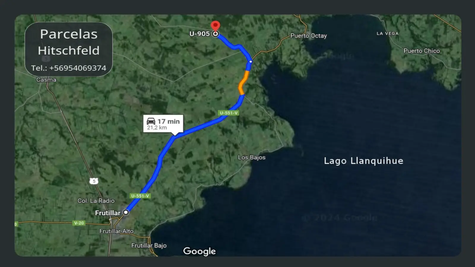 Ruta desde Frutillar hacia parcelas